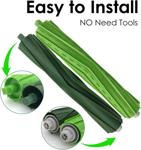 Vacuum Accessories Kit for iRobot Roomba Combo i5, i5+, j5, j5+ - 2 Brush Rollers, 4 HEPA Filters, 4 Mop Pads, 4 Side