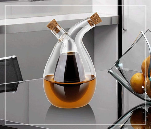 BOLLAER 2 1 2 oz Glass Olive Oil Bottle Cruet, Hand-Blown, Moist Bottom, High Borosilicate Glass, in Oil and Vinegar