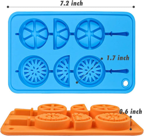 Webake Silicone Ice Cube Trays, Fruit Molds with Reusable Sticks, 2 Pack Giant Lollipop Mold, Chocolate Candy Molds