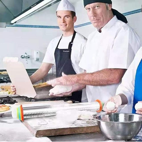 Adjustable 17" Rolling Pin with Thickness Rings, Stainless Steel Dough Roller for Pizza, Tortilla, Pie, Pasta, Cookies