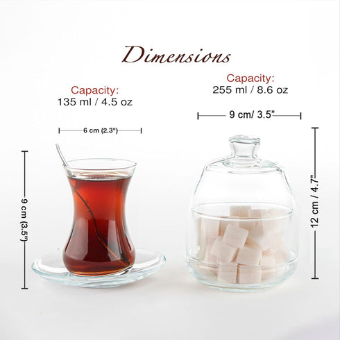 the mask el turko 19 Set 6 (4.5 oz), 6 6 (8.6 oz) Pieces Turkish Tea Glasses Includes; Glasses, Tea Cups Saucers