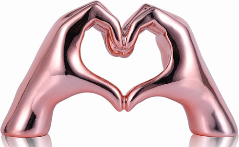 Pink heart and hand sculptures and statues, hand and heart sculptures home