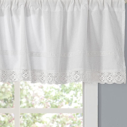 Laura Ashley Home Annabella Pole Top Valance, White, 86x15in, 222802