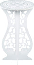 Asian Home (20.5" 10" Beautiful White PVC Board Flower Plant and Vase Stand Display with Intricate Carvings and Gold