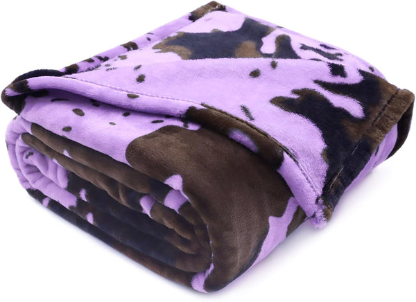 Purple Throw Blanket for Girls, Cute Soft Small Fleece Blankets for Bed