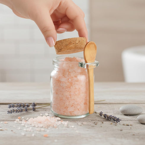 Ahhute 8oz 24 Pack Glass Sugar Scrubs Jars, Bath Salt Container, Snacks Spice Jars w/Bamboo Spoons, Honey Scrubs Body