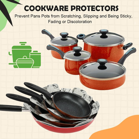BOYAN Pot and Pan Protectors, Set of 12, 3 Different Sizes, Cookware Divider Pads, Anti-Slip