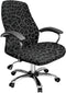 Black Leopard Print Office Chair Cover, Removable Computer Chair Slipcovers with Elastic