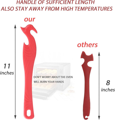 Oven Rack Push Pull Tool 2-Pack, 11 Inch Puller Stick Tool, Longer Handle for Oven, Toaster Oven, Air Fryer