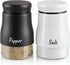 Bivvclaz Salt and Pepper Shakers Set, 5 Ounce Stainless Steel Dispenser with Glass Bottom for Modern Kitchen Decor