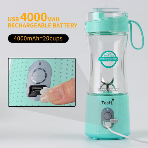 Portable Blender, Mini Blender for Smoothies, Juice and Shakes, USB Rechargeable, Cordless (Sky Blue)