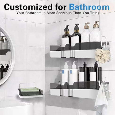 2-Pack Shower Caddy, Separable Shower Organizer with Soap Dish and Hooks, No Drilling Double Layer Shower Shelf, Used