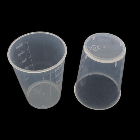 Tegg 30PCS 50ml Clear Plastic Mixing Cups, Graduated Measuring Cups with 50 PCS Wood Craft Sticks