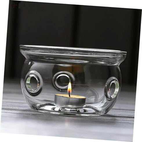 Alipis Tea Warmer Teapot Candle Holder, High Borosilicate Glass Stand Dish Heater, Japanese-Style Tea Light Candle