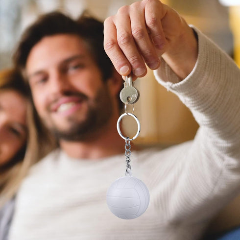 24 Pack White Volleyball Keychains, Mini Foam Volleyball Keychain Sport Party Favors, School Carnival Rewards