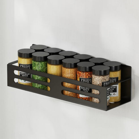4 Pack Magnetic Spice Rack for Refrigerator Magnetic Fridge Shelf for Kitchen Magnetic Shelves for Fridge Black