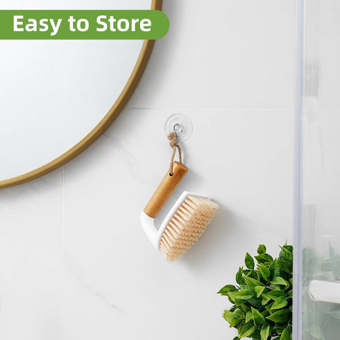 SUBEKYU Heavy Duty Scrub Brush with Handle for Household Use, Cleaning Bathroom Shower Toilet Bathtub Tile Floor, 2P