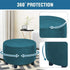 ADPON Velvet Plush Ottoman Cover,Super Stretch Round Ottoman Slipcover Washable Storage Stool Furniture Protector