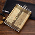 Golden Pattern 8 Oz Gift, 100% Stainless Steel Flask (304/18-8 SS), Bonus 2 Shot Glass + 1 Funnel + 1 Giftbox