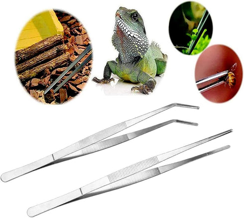 LEEFONE Kitchen Tweezers Set, 2 PCS 12 Inch Stainless Steel Food Tweezers with Precision Serrated Tips for Cooking &