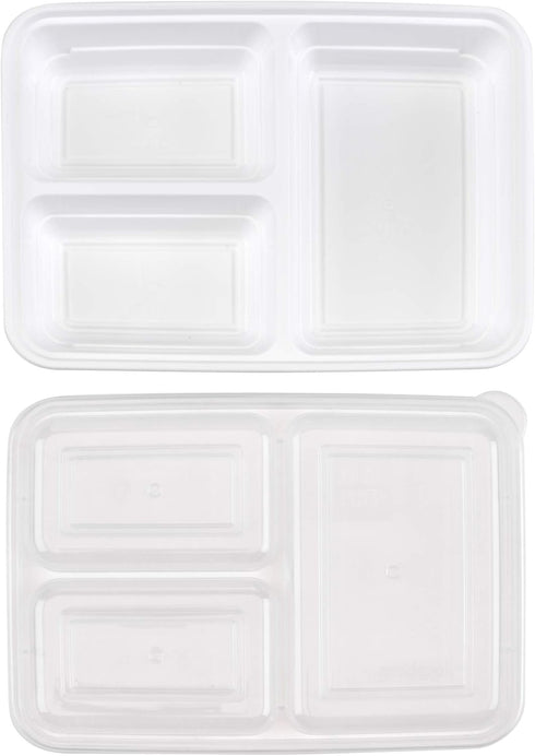 GoodCook Meal Prep Rectangle Three Compartment Set, 20-Piece, White, BPA-Free