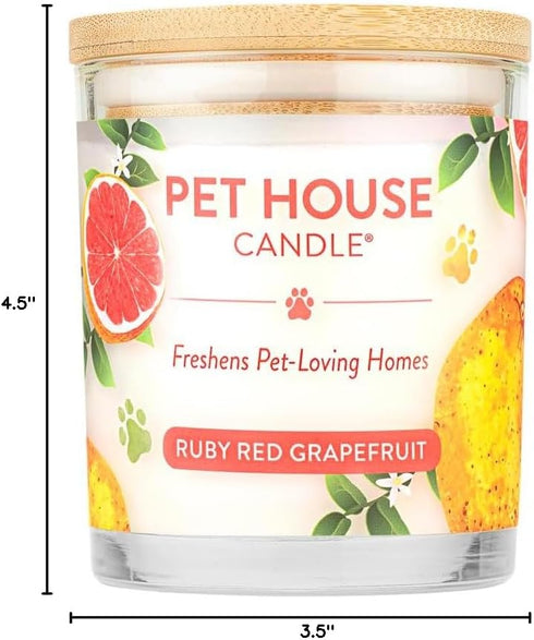One Fur All Citrus Candle 9 OZ - Plant-Based Soy Candle, Clean Burning Air Freshener with 60 Hour Burn Time - Ruby Red