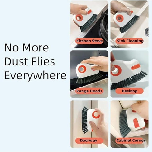 2 in 1 Groove Cleaning Brush, Multifunction Hard Bristle Crevice Cleaning Brush with Hidden Scraper for Window Track