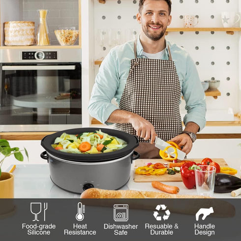 ChefAid Slow Cooker Liners, 100% Silicone Reusable Insert for 6-8 Quart Oval or Round Slow Cookers, Food Safe