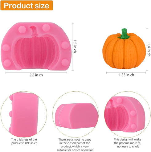 Actvty 3D Pumpkin Silicone Molds, 6 Pcs Half Pumpkin Chocolate Candy Fondant Mold for Halloween Thanksgiving Baking