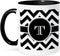 3dRose Black and White Chevron Monogram Initial T, Two Tone Black Mug, 11oz
