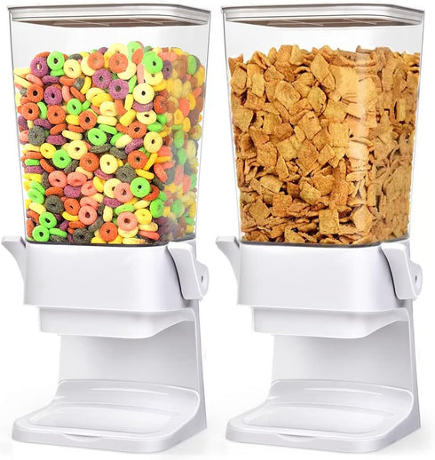 Double Cereal Dispenser - Large Countertop Storage Containers for Pantry Dry Food, 2PC