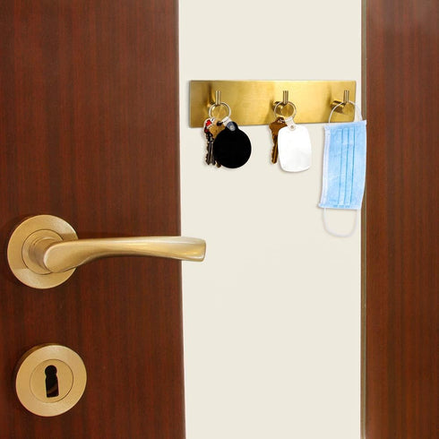 Picowe Key Holder for Wall, Adhesive Stainless Steel Key Hooks, Key Organizer, Towel Hook, Coat Hanger - Golden 1PCS