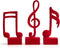 FUNTEREST 3 Piece Music Note Sculptures for Shelf Decor Aesthetic Red Velvet