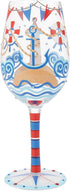 Enesco Lolita Designs Nautical Light House Hand-Painted Artisan Wine Glass, 15 Ounce, Multicolor