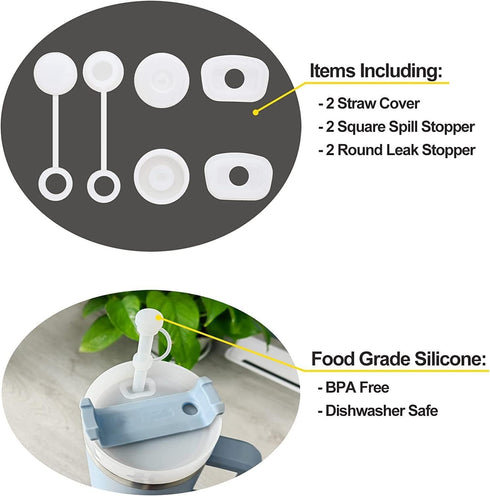 1Pc Straw Cover for Stanley Tumbler Cups, Reusable Food-Grade Silicone Straw Cap, Suitable for 6-10 mm Straws, Kitchen