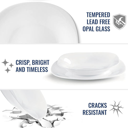 Bormioli Rocco Parma Set of 6 Appetizer, Salad, Dessert Plates, 7.75 Inch, White, Dishwasher Safe