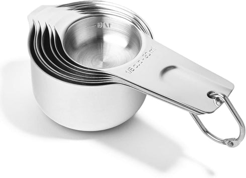Last Confection 7pc Stainless Steel Measuring Cup Set, Includes 1/8 Cup Coffee Scoop for Cooking & Baking