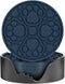 Blue Silicone Coasters with Holder, 4 Inch Non-Slip Round Coffee Cup Mats,