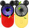Cute Personal Mini Fan (2 PACK) - USB Rechargeable Handheld Fan with Stylish LED Light, 3 Speed Adjustable