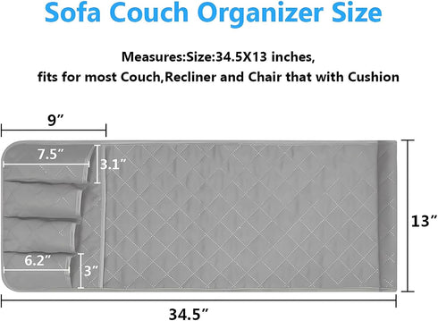5 Sofa Armrest Organizer Non-Slip Arm Chair Bedside Caddy Storage Organizer for Recliner Couch with Pockets for Cell