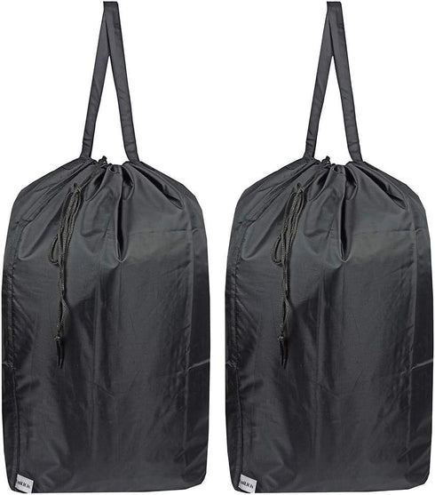 Washable Travel Laundry Bag with Handles and Drawstring (2 Pack), Heavy Duty, 27.5x34.5 in, Black