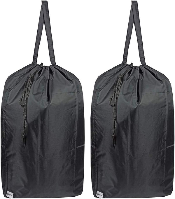 Washable Travel Laundry Bag with Handles and Drawstring (2 Pack), Heavy Duty, 27.5x34.5 in, Black