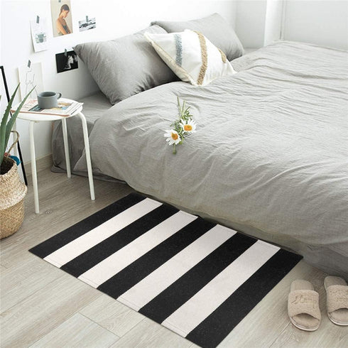 Seavish Black and White Striped Rug, 23.6" x 35.4" Christmas Welcome Mat for Front Door Porch