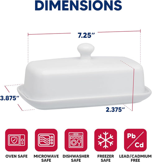 Porcelain Butter Dish with Lid by HIC Kitchen