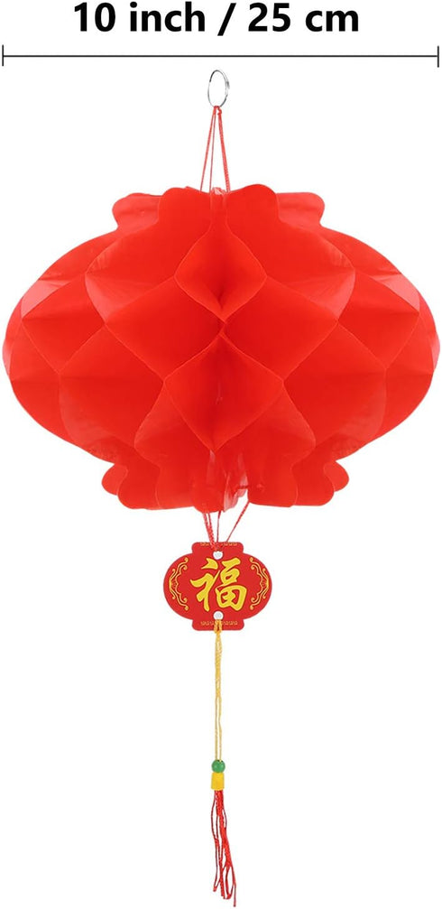 10 Pcs Chinese New Year Lanterns, Red Lanterns Set for Spring Festival Wedding Decoration (25 Cm/10")