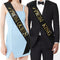 "Prom King" and "Prom Queen" Sashes - Graduation Party Accessories, Black with Gold Print