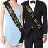 "Prom King" and "Prom Queen" Sashes - Graduation Party Accessories, Black with Gold Print