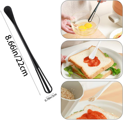 8 PCS Multifunctional Mini Whisk Mini Spoon Small Whisks 2 in 1 Whisk Utensil Mini Sugar Spoon Silcone Whisks Set Non Scratch Coated Kitchen Whisks for Cooking Blending, Baking, Beating by AddLotLot