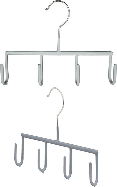 Mawa by Reston Lloyd Non-Slip Clothes Hanger for Belts, Set of 2, Style GH, Silver with 4 Hooks