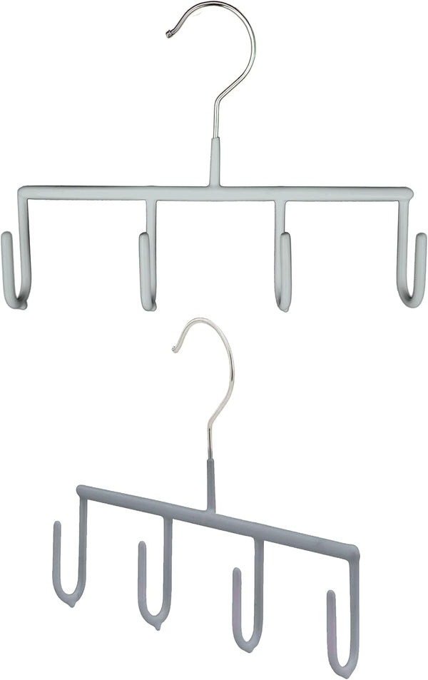 Mawa by Reston Lloyd Non-Slip Clothes Hanger for Belts, Set of 2, Style GH, Silver with 4 Hooks